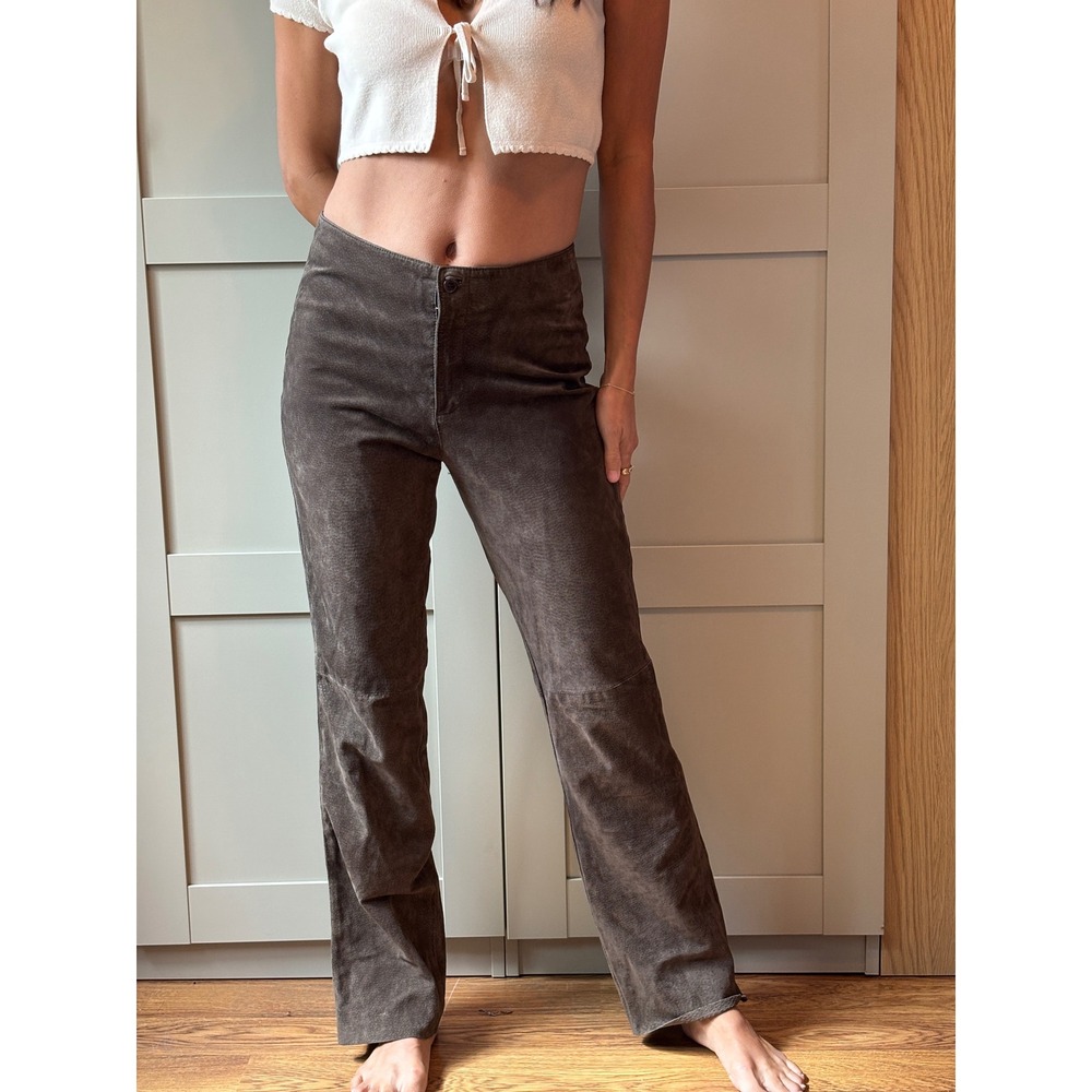 Live a Little Chocolate Brown Women's Straight Leg Suede Pants Women Size 6
